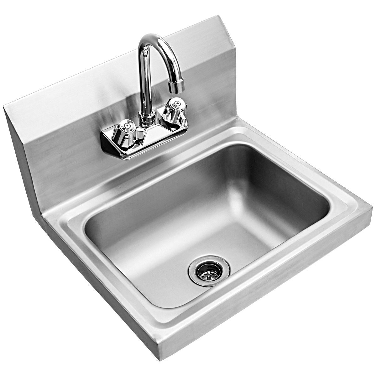 WELLFOR Stainless Steel Wall Mount Utility Tub with Drain & Faucet