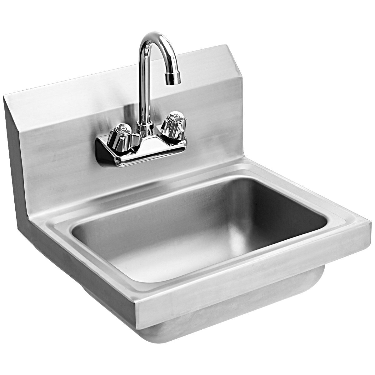 WELLFOR Stainless Steel Wall Mount Utility Tub with Drain & Faucet