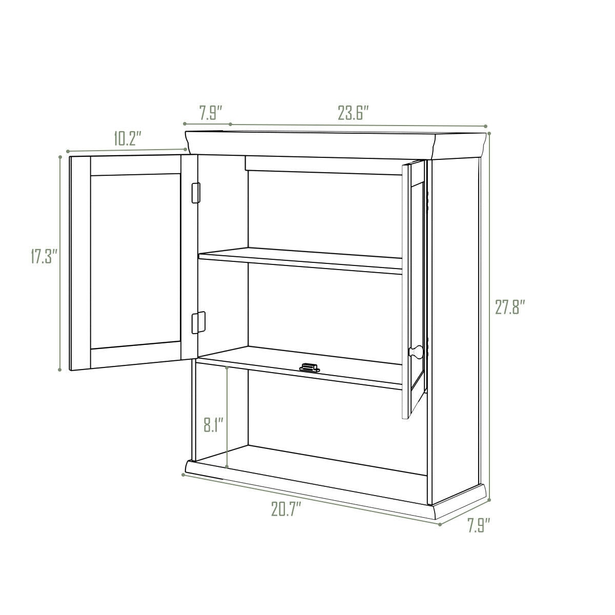 WELLFOR CY bathroom cabinet 23.5-in x 28-in x 8-in White Bathroom Wall Cabinet