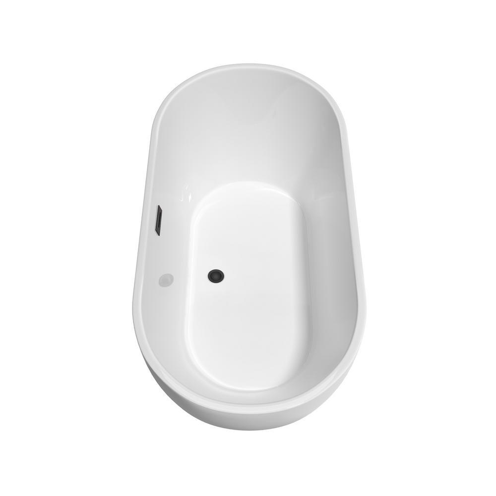 Brooklyn 60 in. Acrylic Flatbottom Bathtub in White with Matte Black Trim - Super Arbor