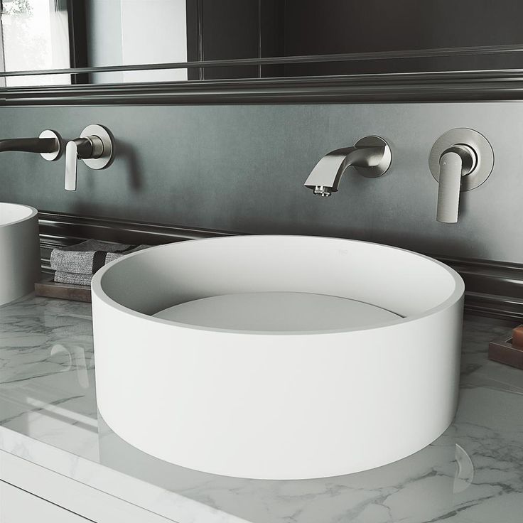 VIGO Anvil Round Vessel Bathroom Sink in White Matte StoneTM