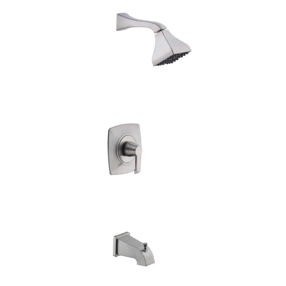 Adelyn Single-Handle 1-Spray Tub and Shower Faucet in Brushed Nickel (Valve Included) - Super Arbor