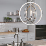 Progress Lighting Fairwood 3-Light Antique White and Galvanized Farmhouse Globe Medium Hanging Pendant Light