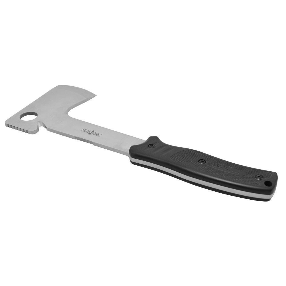 BlackRiver 11.5 in. Rubber Handle Full Tang Titanium Bonded Blade Hatchet with Fire Starter and Sheath Included - Super Arbor