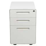 Flash Furniture Modern White 3-Drawer Filing Cabinet - Ergonomic Mobile Design, Lockable, Commercial Grade, Metal Construction, Rolling, 16x24x21 Inches