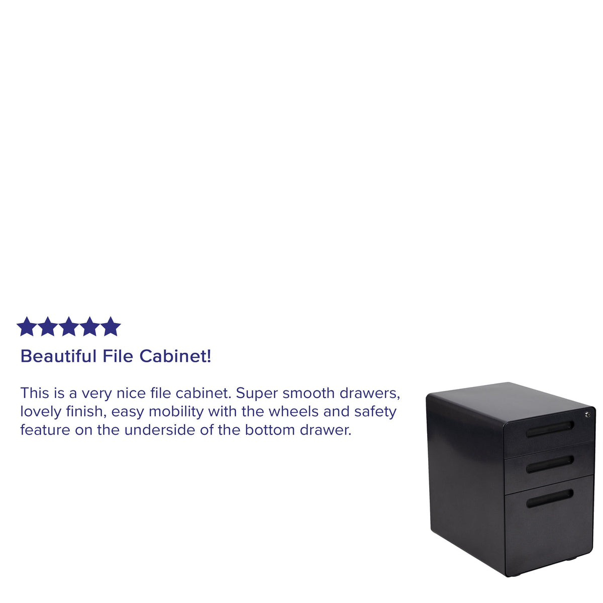 Flash Furniture Modern Black 3-Drawer Filing Cabinet - Ergonomic Mobile Design, Lockable, Commercial Grade Metal File Cabinet, 16  21  24in