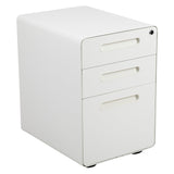 Flash Furniture Modern White 3-Drawer Filing Cabinet - Ergonomic Mobile Design, Lockable, Commercial Grade, Metal Construction, Rolling, 16x24x21 Inches