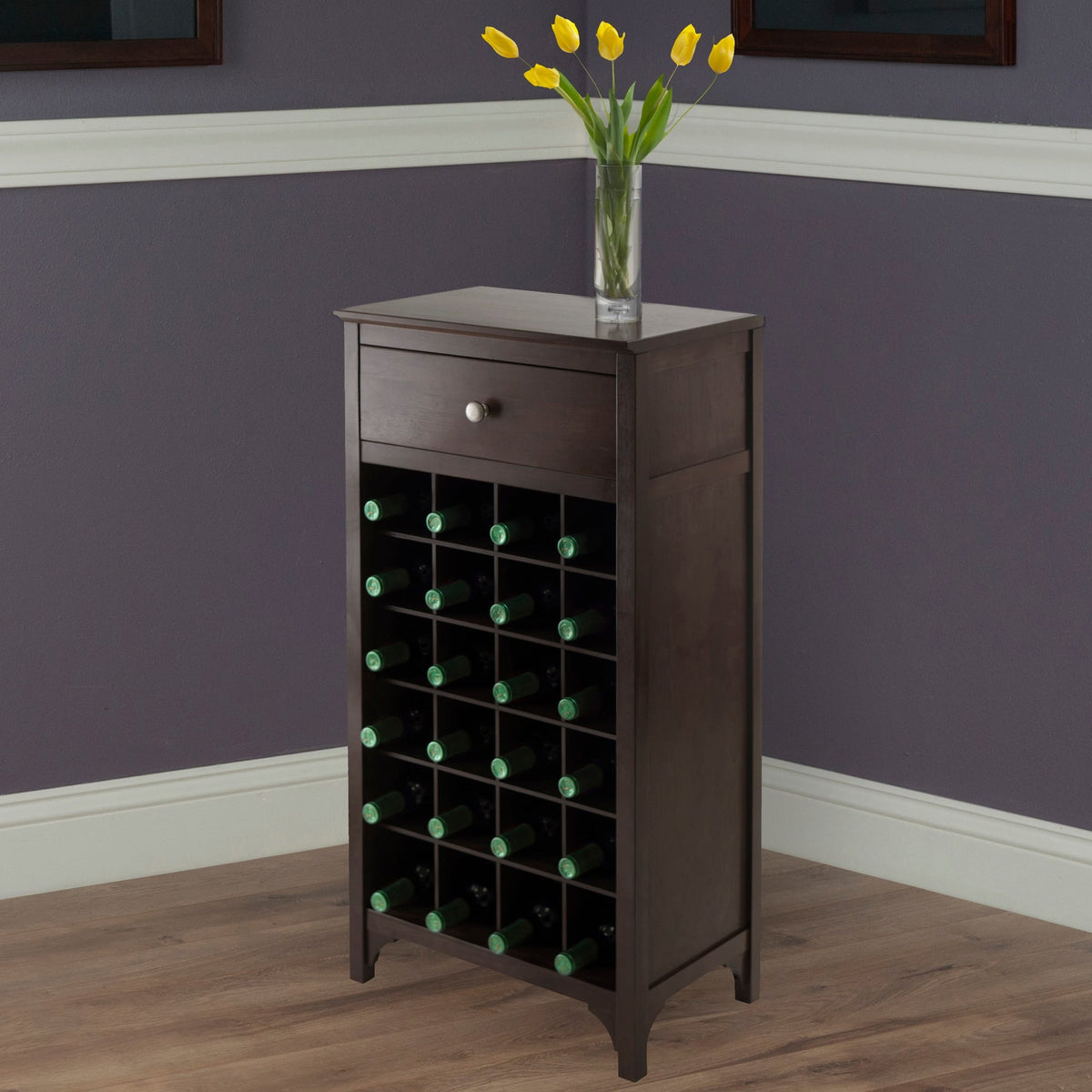 Winsome Wood 24-Bottle Espresso Wood Wine Cabinet
