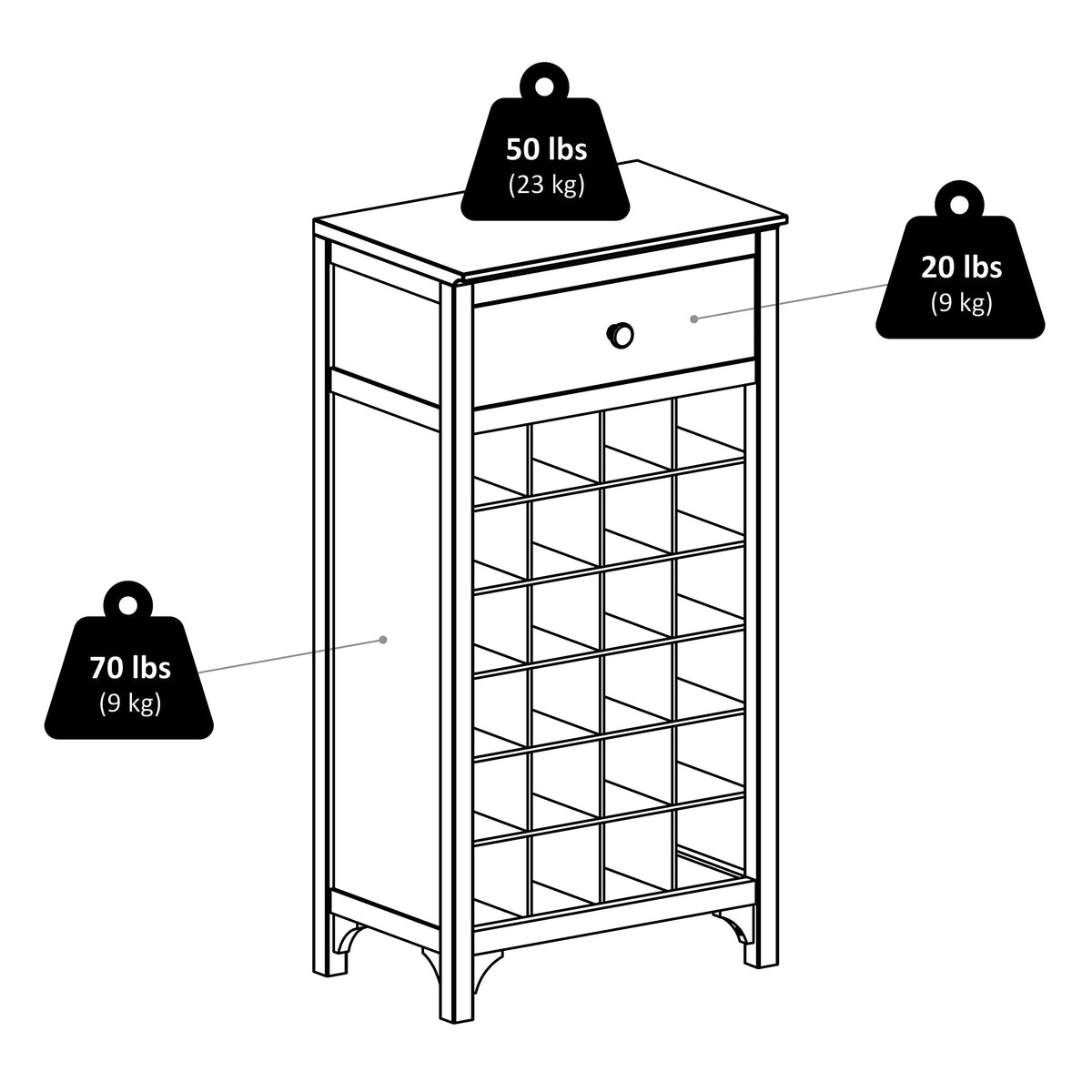 Winsome Wood 24-Bottle Espresso Wood Wine Cabinet
