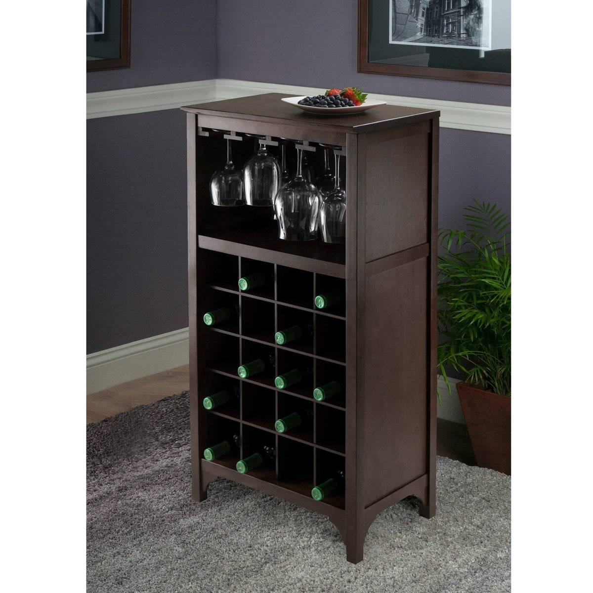Winsome Wood 20-Bottle Espresso Wood Wine Cabinet