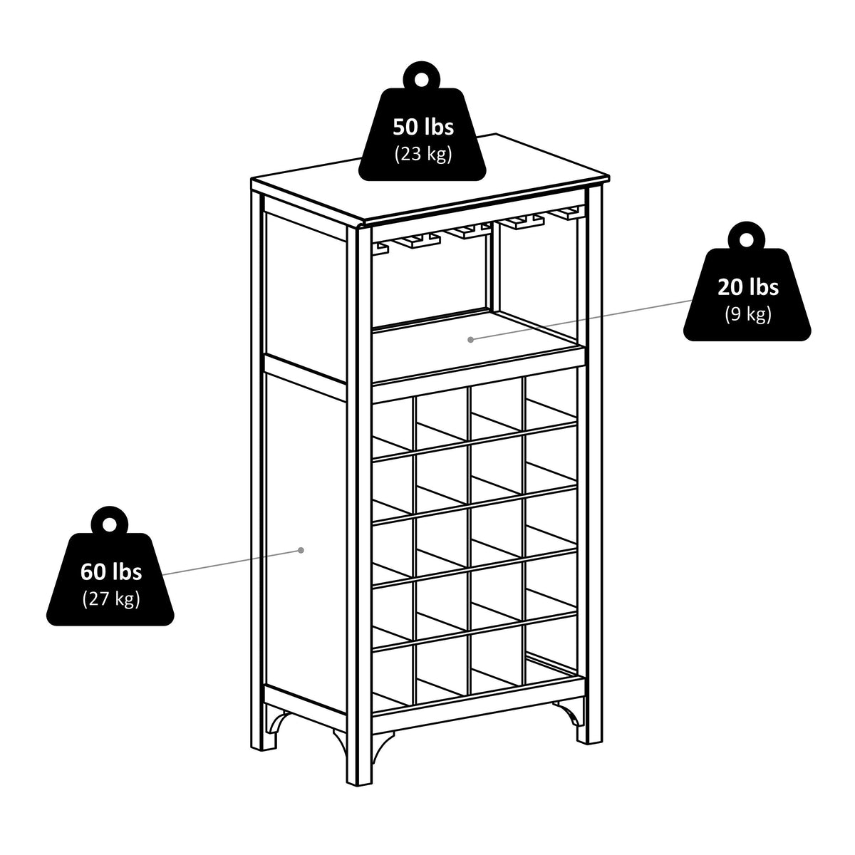 Winsome Wood 20-Bottle Espresso Wood Wine Cabinet