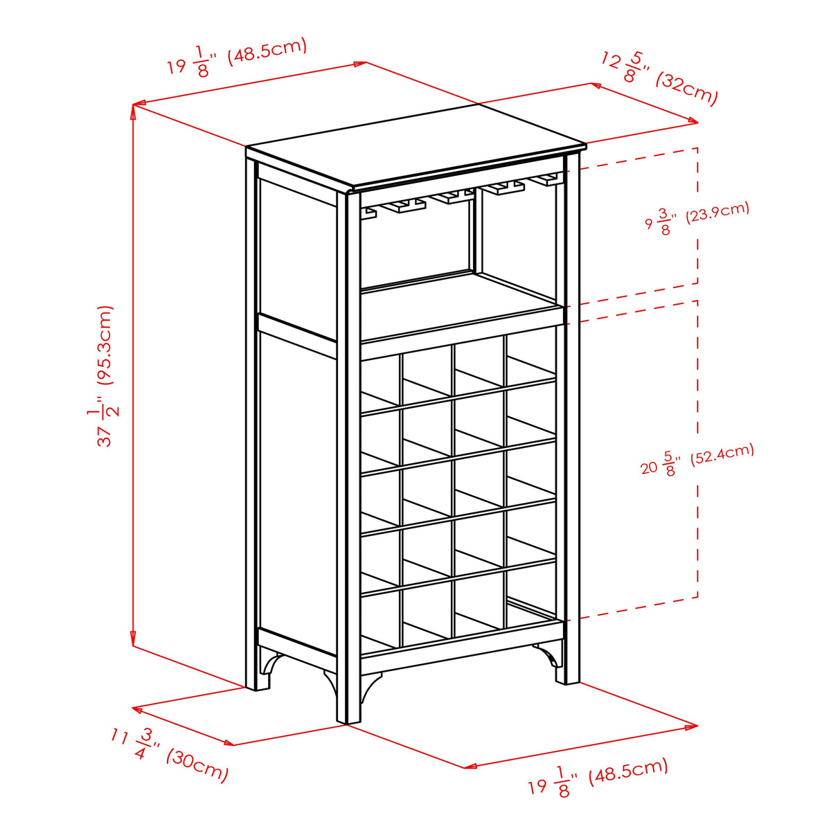 Winsome Wood 20-Bottle Espresso Wood Wine Cabinet