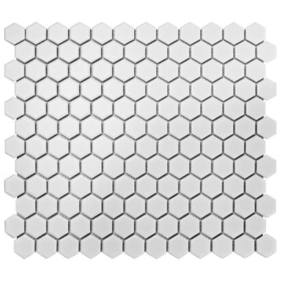 Merola Tile Metro Hex Matte White 10-1/4 in. x 11-7/8 in. x 5 mm Porcelain Mosaic Tile (8.65 sq. ft. /Case) - Super Arbor