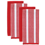 T-fal Red Solid and Stripe Cotton Waffle Terry Kitchen Towel (Set of 4)