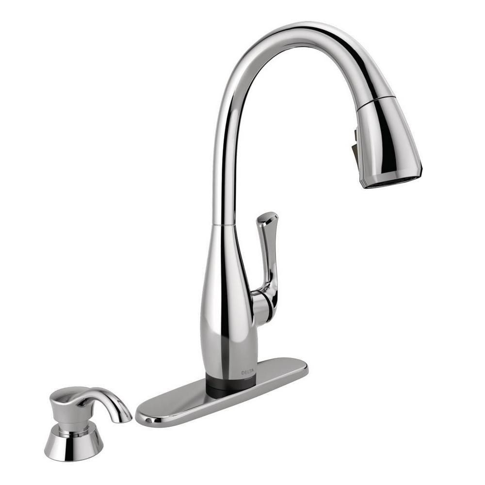 Dominic Single-Handle Pull-Down Sprayer Kitchen Faucet with Touch2O & ShieldSpray Technology in SpotShield Stainless - Super Arbor