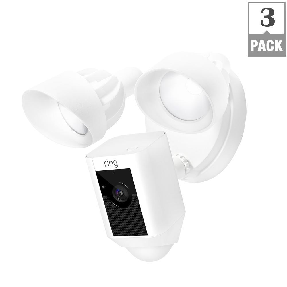 Outdoor Wi-Fi Cam with Motion Activated Floodlight, White (3-Pack) - Super Arbor