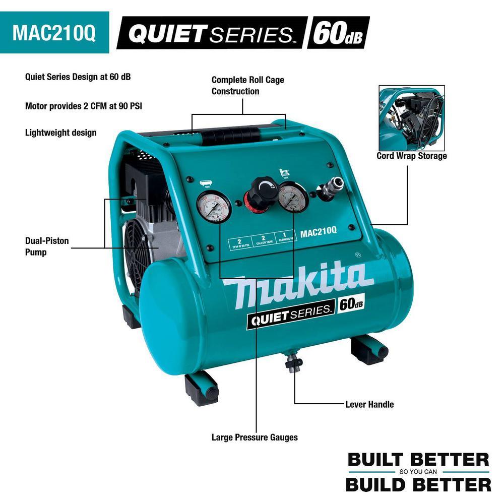 Quiet Series 2 Gal. 1 HP Oil-Free Electric Air Compressor - Super Arbor
