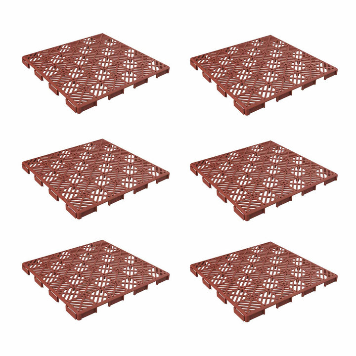 Hastings Home Diamond Deck Tiles Terracotta 0.5-in x 11.5-in 6-Pack Prefinished Outdoor Pavers for Porches and Decking