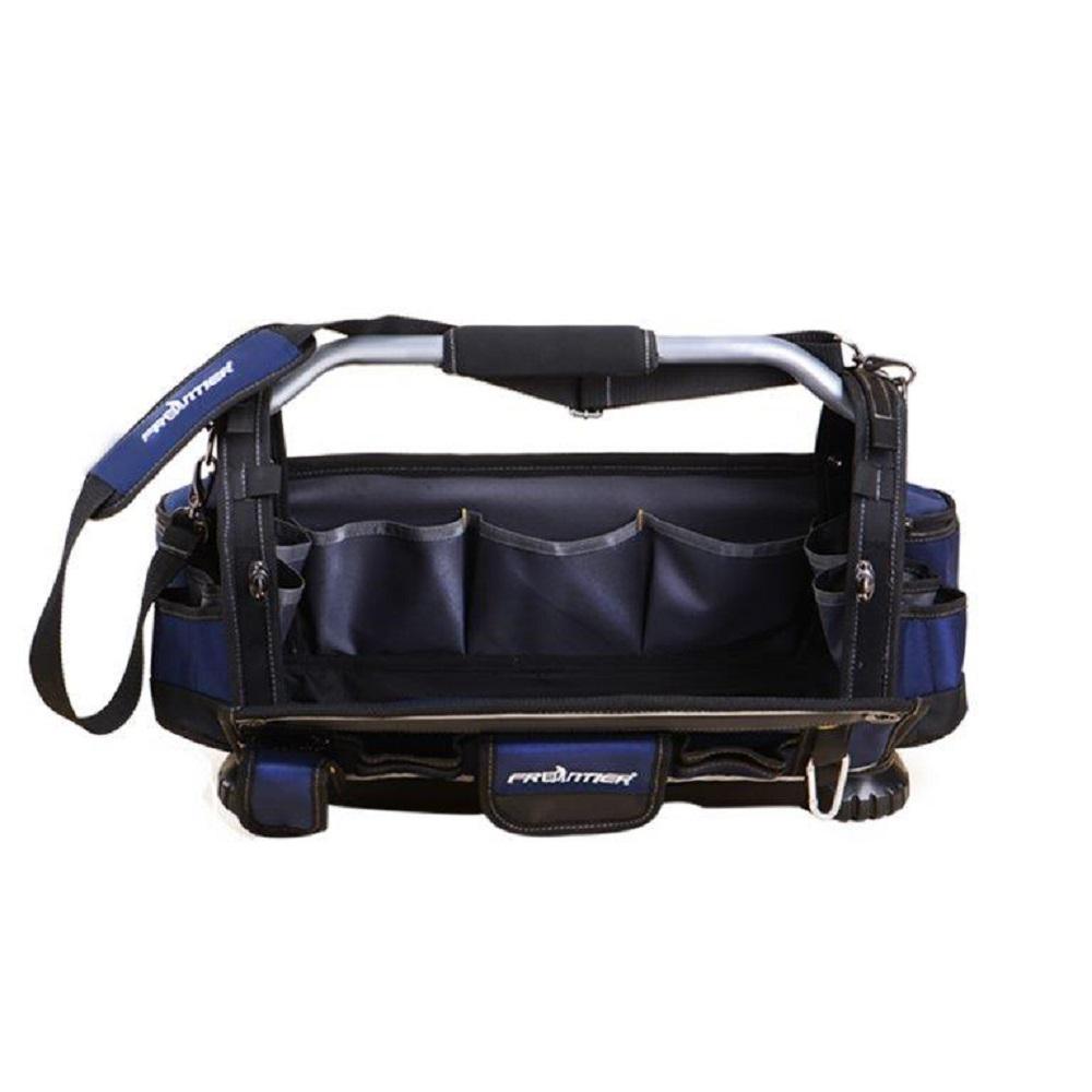19 in. Open Tote Tool Bag with Rotating Handle in Black and Blue - Super Arbor