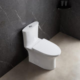 Dual-Flush 1.1 GPF/1.6 GPF Elongated One-Piece Toilet in White Soft Closing Seat High-Efficiency Water Sense - Super Arbor