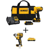 20-Volt MAX Li-Ion Cordless 1/2 in. Drill/Driver Kit w/ Bare 20-V Cordless 1/4 in. Impact Driver & 20-V 4 Ah Battery - Super Arbor