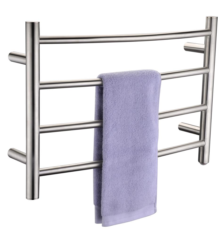 ANZZI Brushed Nickel Plug-In Wall-Mount Towel Warmer, 4-Bar, 16.5 in H x 23.5 in W x 5.5 in D