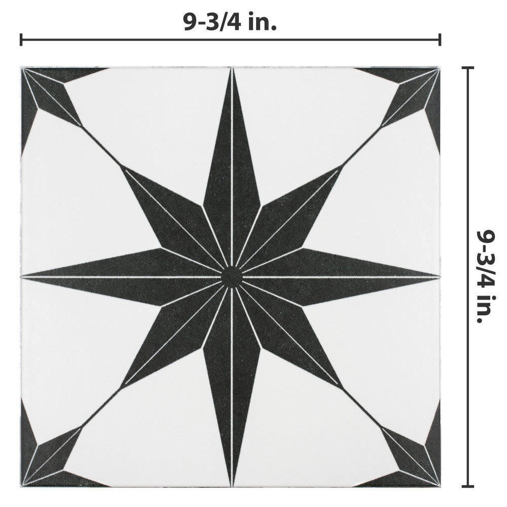 Stella Nero 9-3/4 in. x 9-3/4 in. Porcelain Floor and Wall Tile (10.88 sq. ft./Case)
