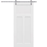 32 in. x 80 in. Primed Composite Craftsman Smooth Surface Solid Core Sliding Barn Door with Hardware Kit - Super Arbor