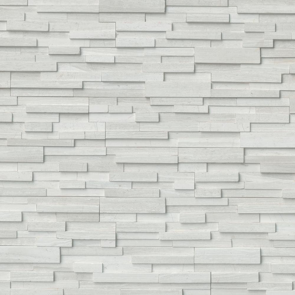 Arctic White 3D Ledger Panel 6 in. x 24 in. Honed Marble Wall Tile (10 cases / 60 sq. ft. / pallet) - Super Arbor