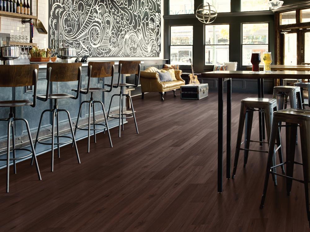 Shaw (Sample) Perennial Eureka Brown Wood Look 0.15-mil Waterproof Glue Down Luxury Vinyl Plank