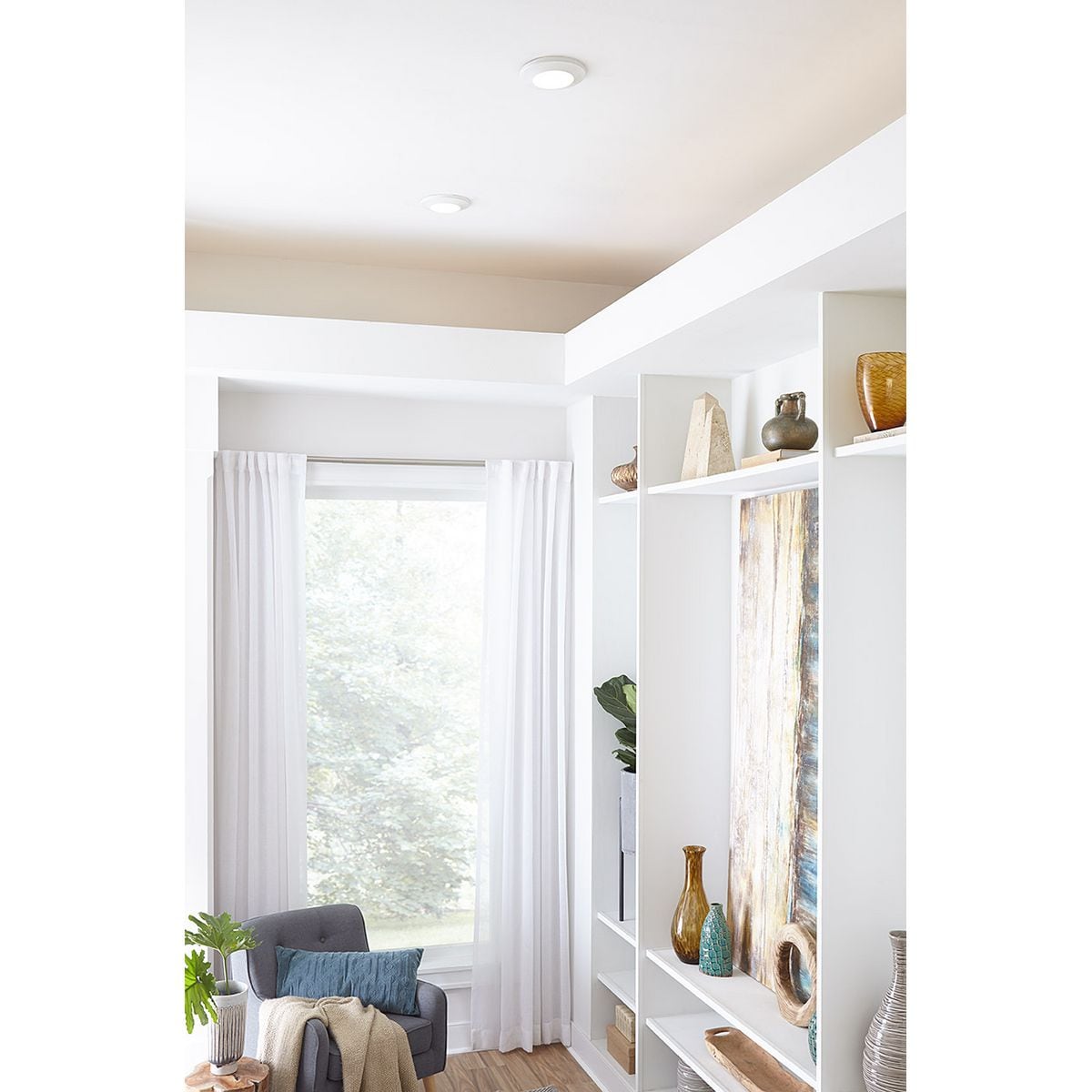 Progress Lighting 7.5-in Matte White Transitional Integrated LED Flush Mount Light, Wet Rated, 3000K