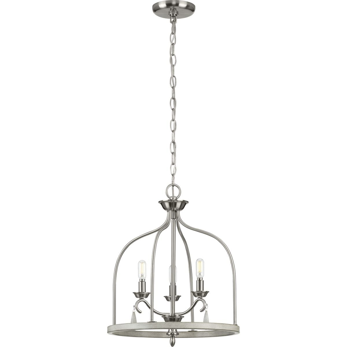 Progress Lighting Vinings 3-Light Brushed Nickel Transitional Lantern Medium Hanging Pendant Light