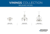 Progress Lighting Vinings 3-Light Brushed Nickel Transitional Lantern Medium Hanging Pendant Light