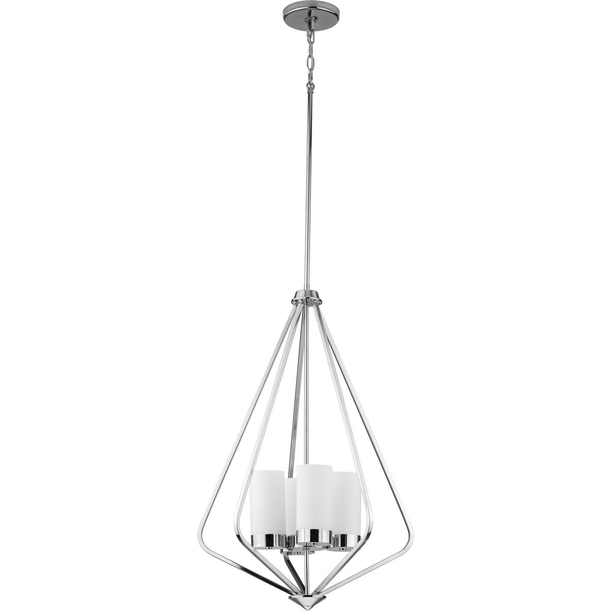 Progress Lighting Elevate 4-Light Polished Chrome Modern/Contemporary Etched Glass Geometric Medium Hanging Pendant Light