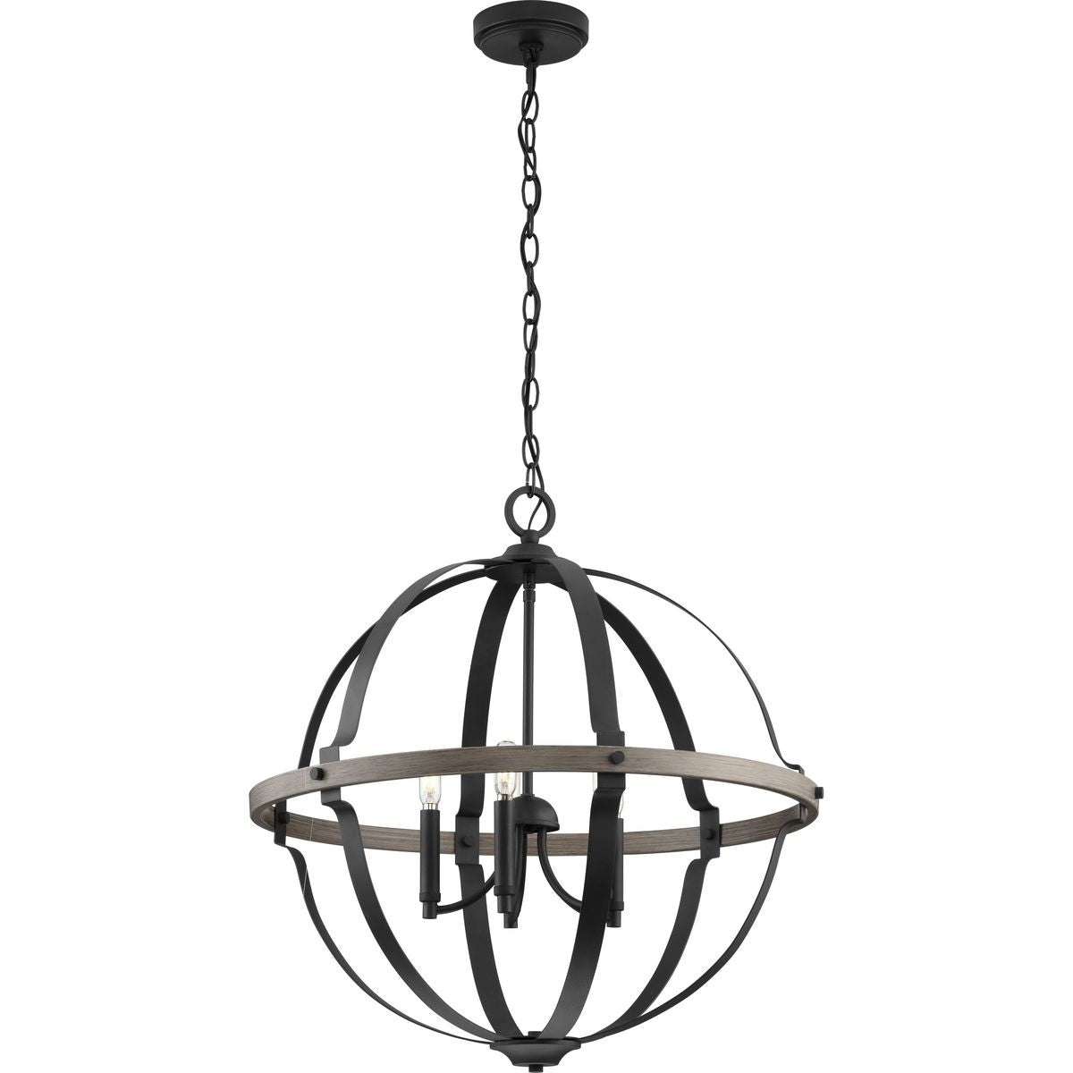 Progress Lighting Lockhart 5-Light Matte Black Farmhouse Geometric Large Hanging Pendant Light