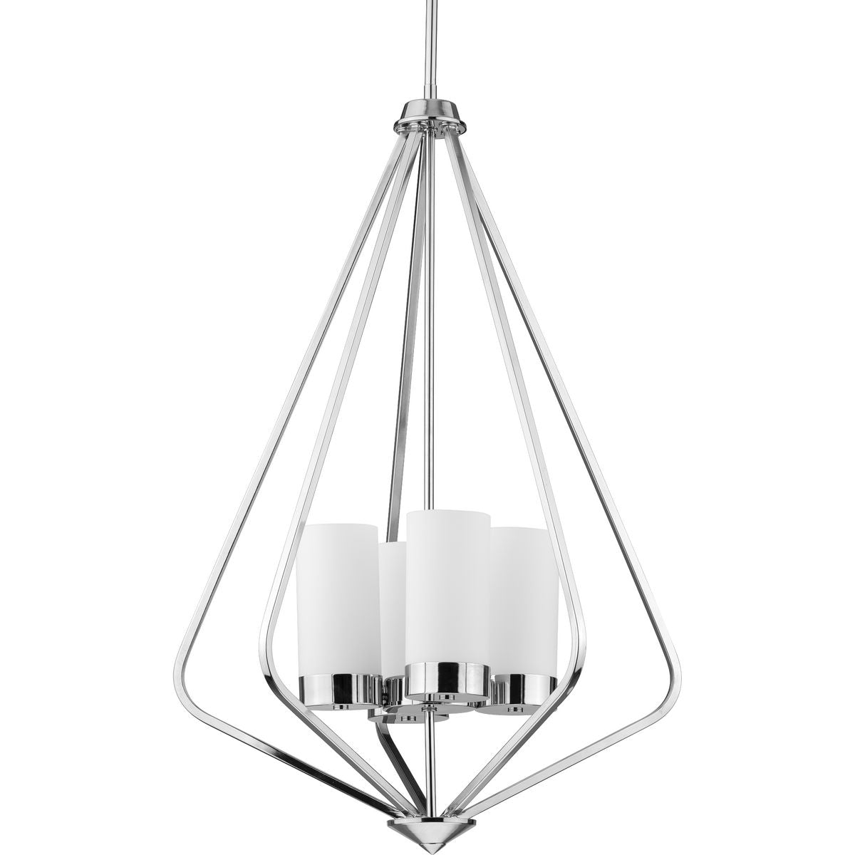 Progress Lighting Elevate 4-Light Polished Chrome Modern/Contemporary Etched Glass Geometric Medium Hanging Pendant Light