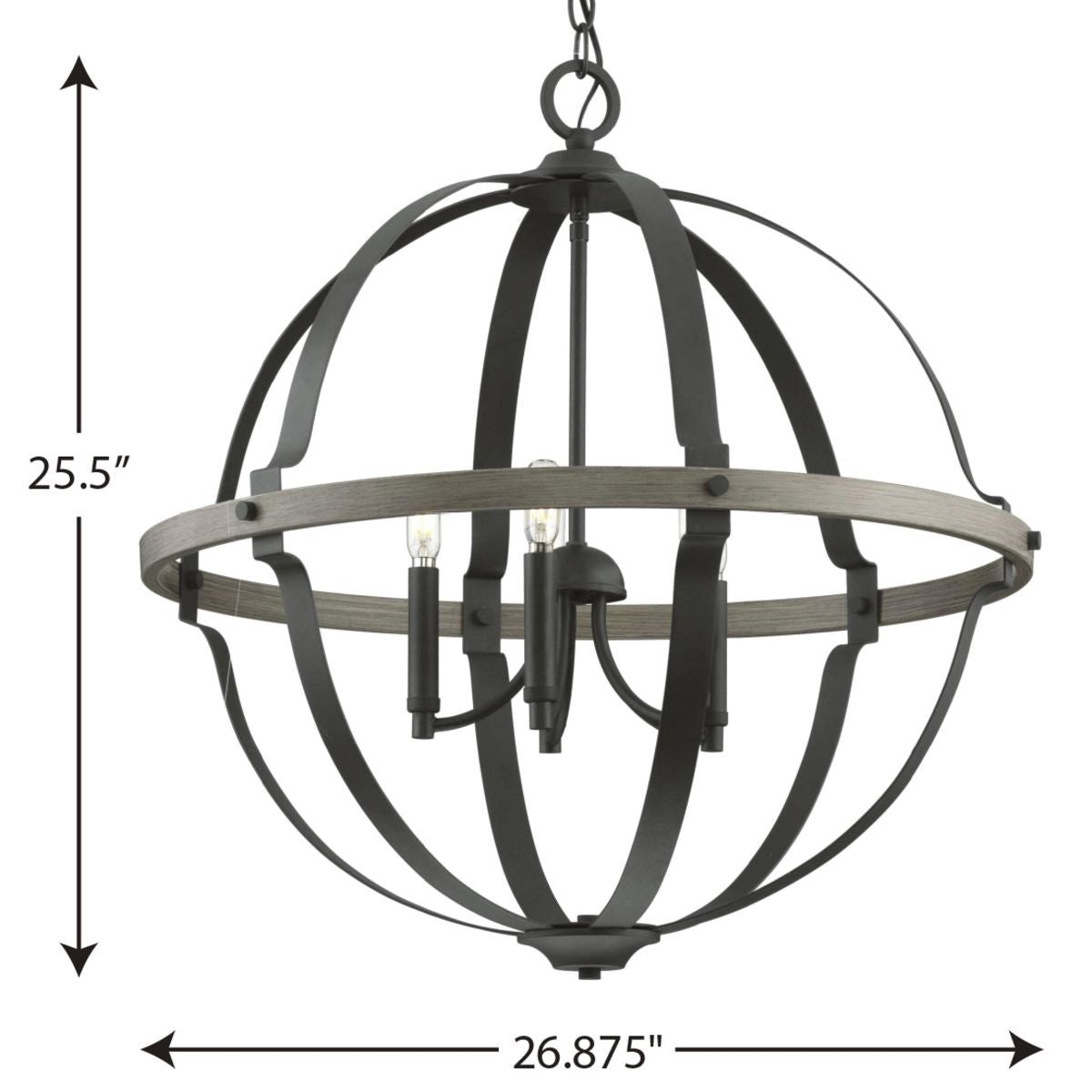 Progress Lighting Lockhart 5-Light Matte Black Farmhouse Geometric Large Hanging Pendant Light