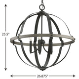 Progress Lighting Lockhart 5-Light Matte Black Farmhouse Geometric Large Hanging Pendant Light