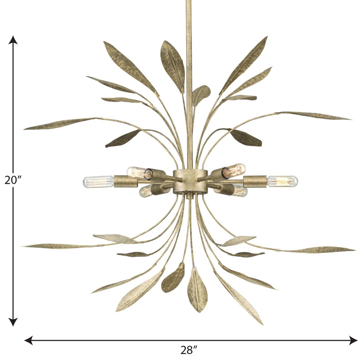 Progress Lighting Mariposa 6-Light Antique Gold Glam Geometric Large Hanging Pendant Light