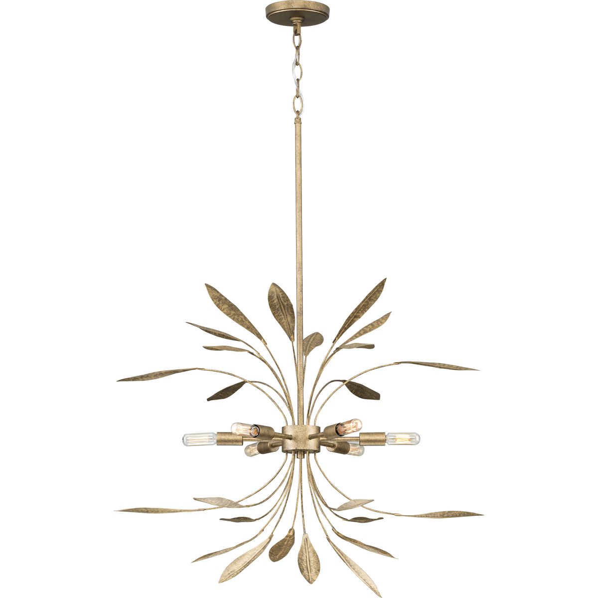 Progress Lighting Mariposa 6-Light Antique Gold Glam Geometric Large Hanging Pendant Light