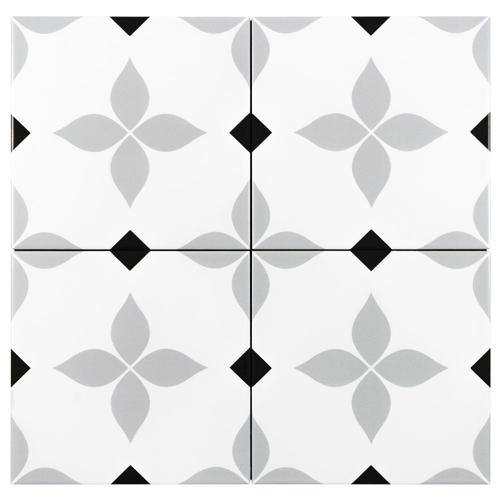 Boutique Ceramic Shadow Point 6-in x 6-in Matte Porcelain Encaustic Floor and Wall Tile product image