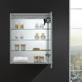 Fresca Spazio 24-in x 30-in Lighted LED Fog Free Surface/Recessed Mount LED Lighting Mirror- Right Mirrored Soft Close Medicine Cabinet with Outlet