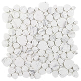 Elida Ceramica Stonescape White Marble 12-in x 12-in Carrara-Look Recycled Glass Pebble Mosaic Floor and Wall Tile (1.001-sq ft per Piece)