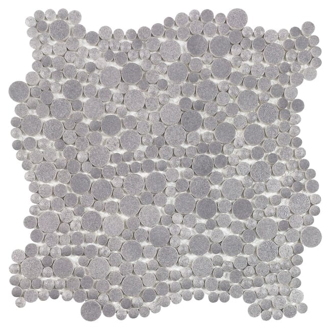 Elida Ceramica Charcoal Cirque Grey 12-in x 12-in Glazed Recycled Glass Pebble Marble Look Floor and Wall Tile (0.998-sq. ft/ Piece)
