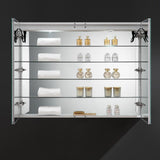 Fresca Spazio 48-in x 36-in Lighted LED Fog Free Surface/Recessed Mount LED Lighting Mirror Mirrored Soft Close Medicine Cabinet with Outlet