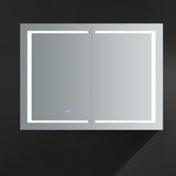 Fresca Spazio 48-in x 36-in Lighted LED Fog Free Surface/Recessed Mount LED Lighting Mirror Mirrored Soft Close Medicine Cabinet with Outlet