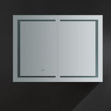 Fresca Spazio 48-in x 36-in Lighted LED Fog Free Surface/Recessed Mount LED Lighting Mirror Mirrored Soft Close Medicine Cabinet with Outlet