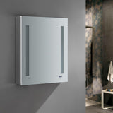 Fresca Tiempo 24-in x 30-in Lighted LED Fog Free Surface/Recessed Mount LED Lighting- Right Mirrored Soft Close Medicine Cabinet with Outlet