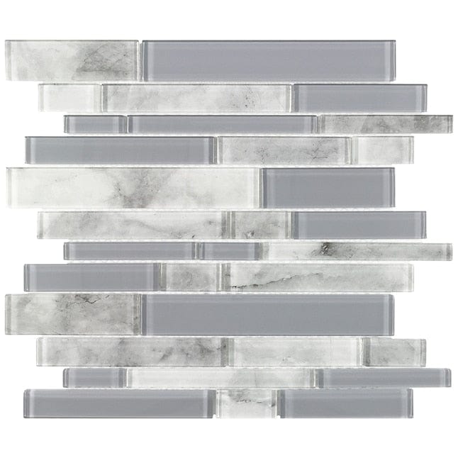 Elida Ceramica Grey 12-in x 14-in Glossy Glass Linear Patterned Wall Tile (0.998-sq. ft/ Piece)