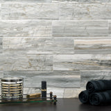 Elida Ceramica Ledgewood Stone 12-in x 24-in Glazed Porcelain Linear Wood Look Wall Tile